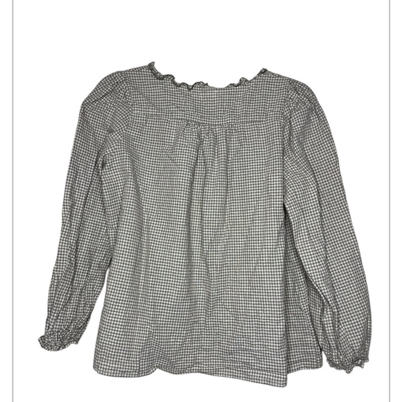 Neuflora Checkered Blouse with Ruffle Trim size S - Picture 3 of 4